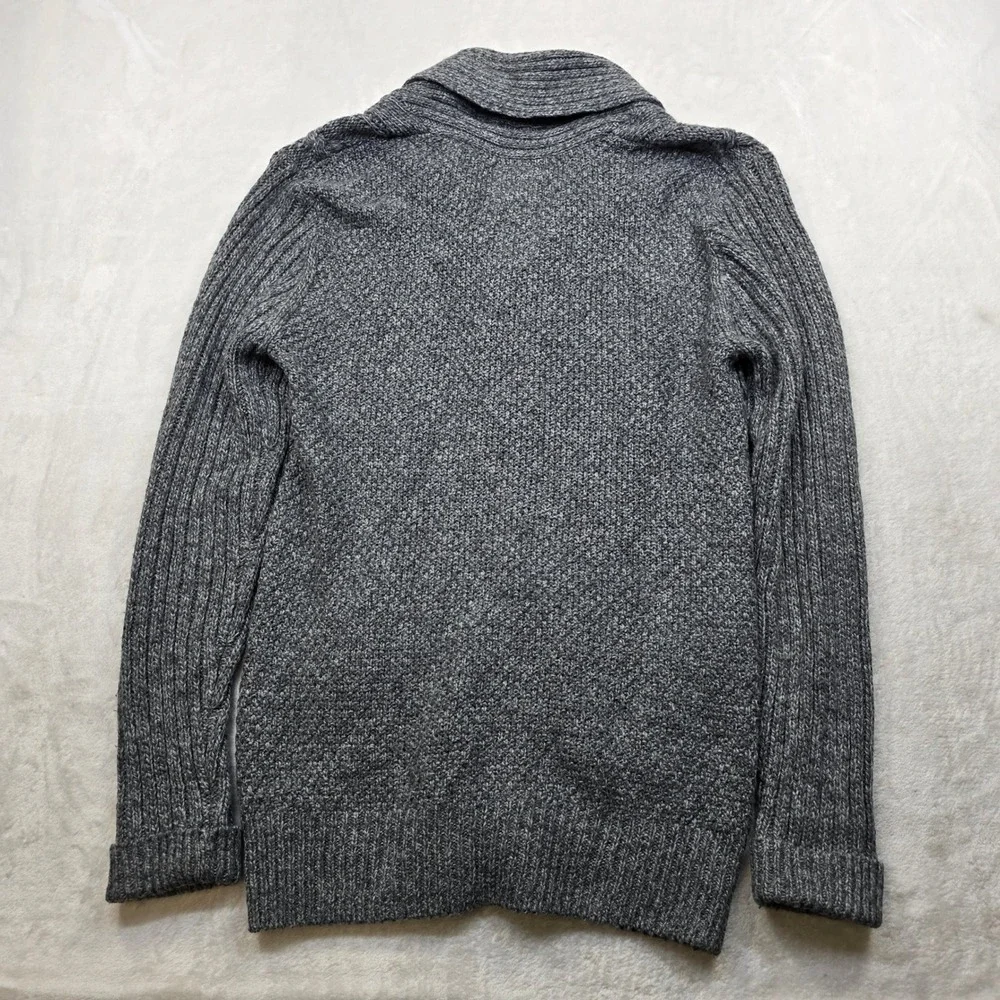 Canadiana Shawl Collar Cardigan‎ Sweater Mens Small Gray Cable Knit Chunky!
